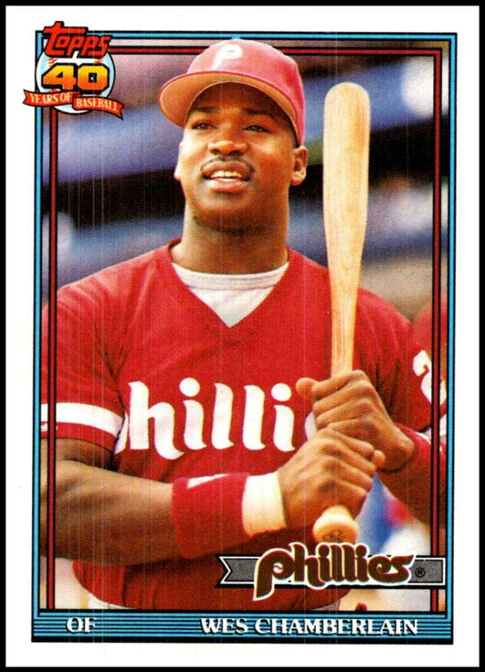 1991 Topps #603 Wes Chamberlain ERR Baseball Philadelphia Phillies  Image 1