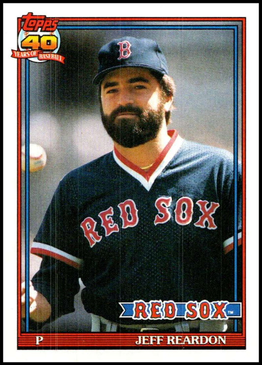 1991 Topps #605 Jeff Reardon Baseball Boston Red Sox  Image 1