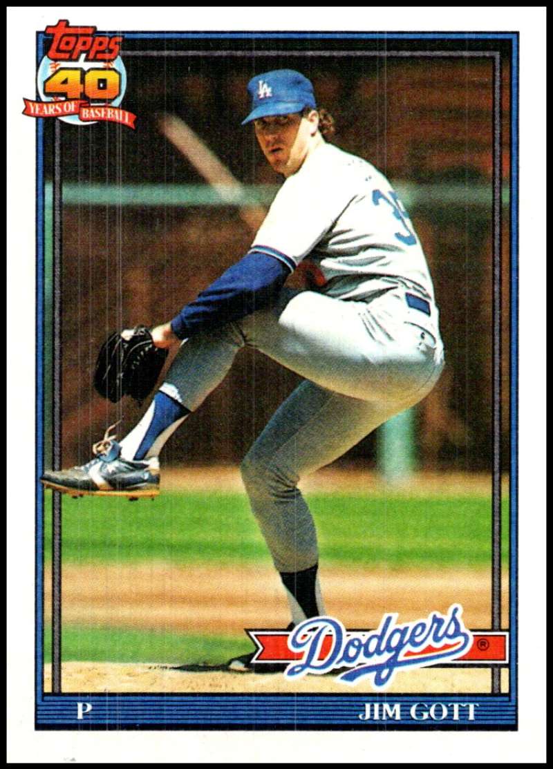 1991 Topps #606 Jim Gott Baseball Los Angeles Dodgers Image 1