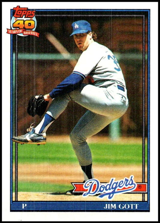 1991 Topps #606 Jim Gott Baseball Los Angeles Dodgers  Image 1