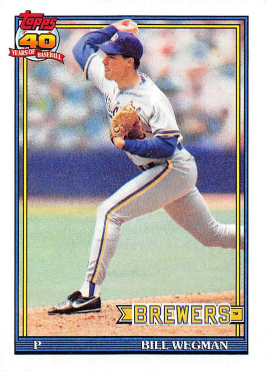 1991 Topps #617 Bill Wegman Baseball Milwaukee Brewers  Image 1