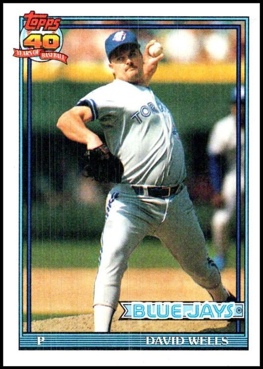 1991 Topps #619 David Wells Baseball Toronto Blue Jays  Image 1