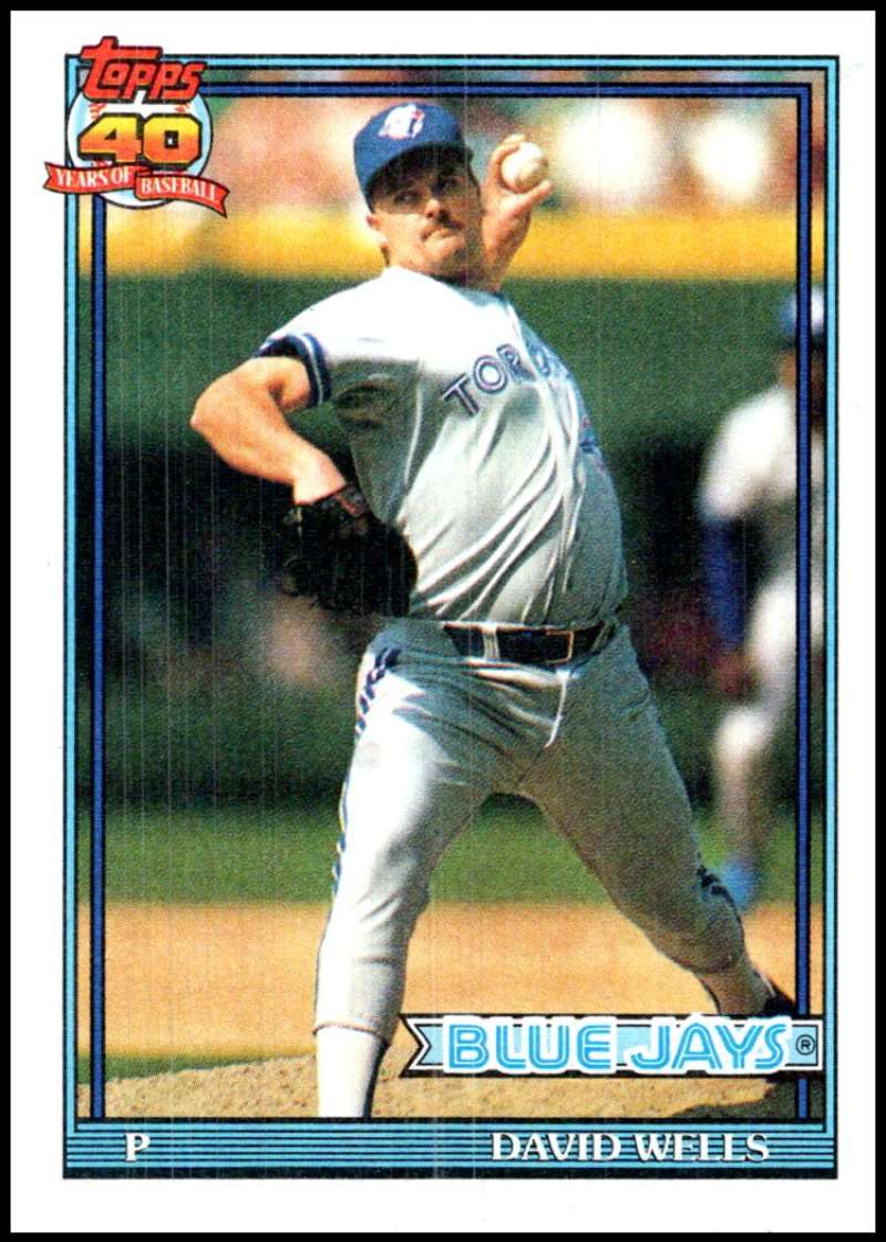 1991 Topps #619 David Wells Baseball Toronto Blue Jays Image 1