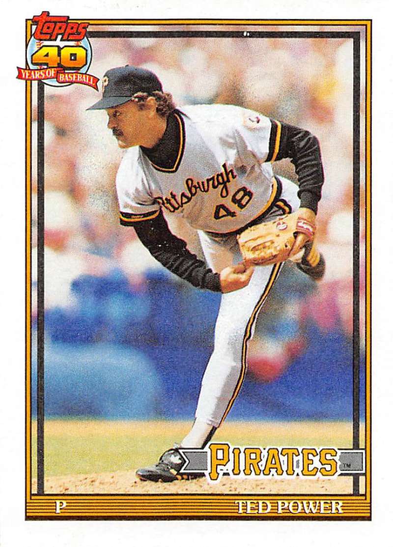 1991 Topps #621 Ted Power Baseball Pittsburgh Pirates Image 1
