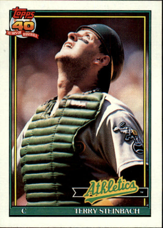 1991 Topps #625 Terry Steinbach Baseball Oakland Athletics  Image 1