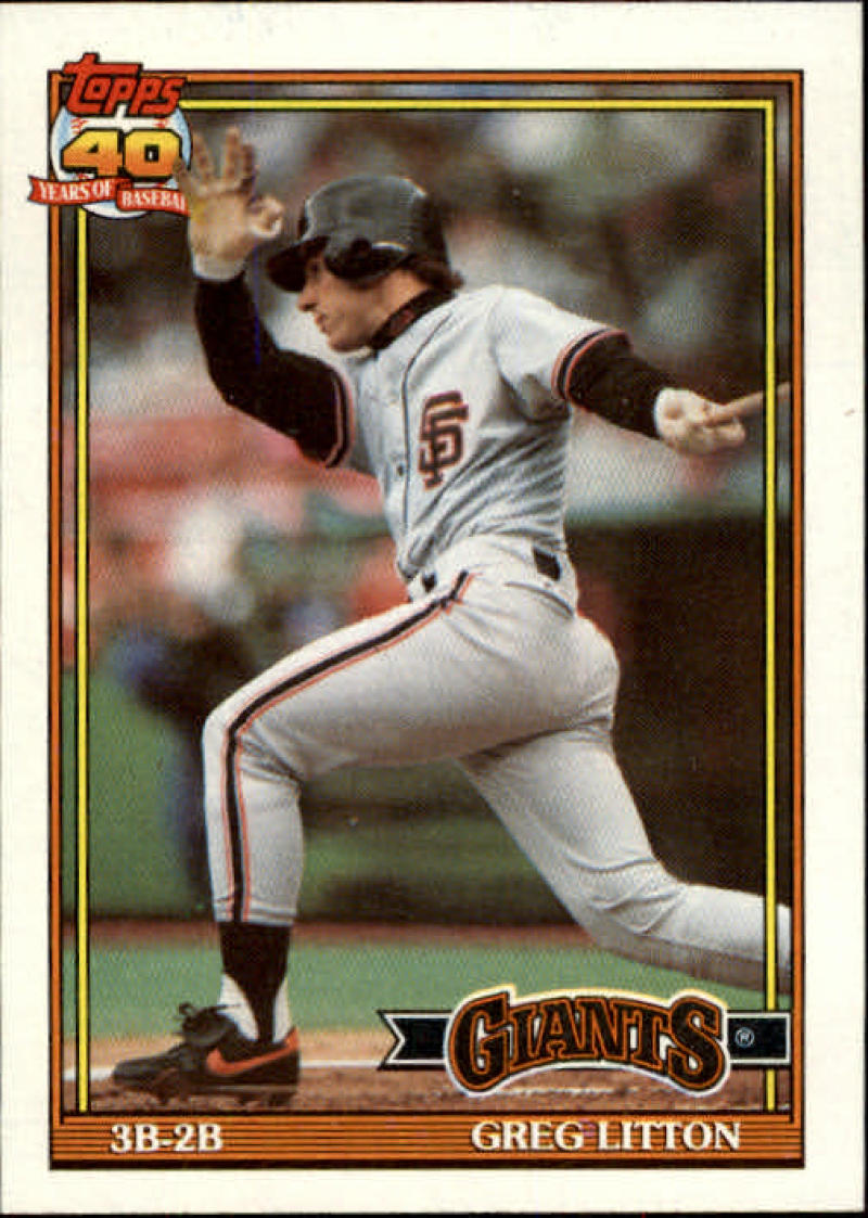1991 Topps #628 Greg Litton Baseball San Francisco Giants Image 1