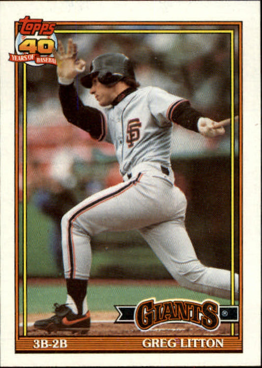 1991 Topps #628 Greg Litton Baseball San Francisco Giants  Image 1