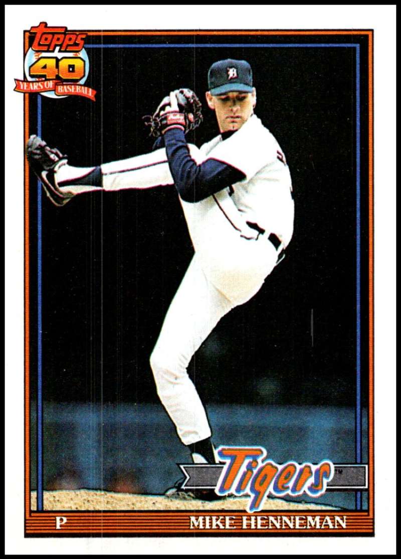 1991 Topps #641 Mike Henneman Baseball Detroit Tigers Image 1