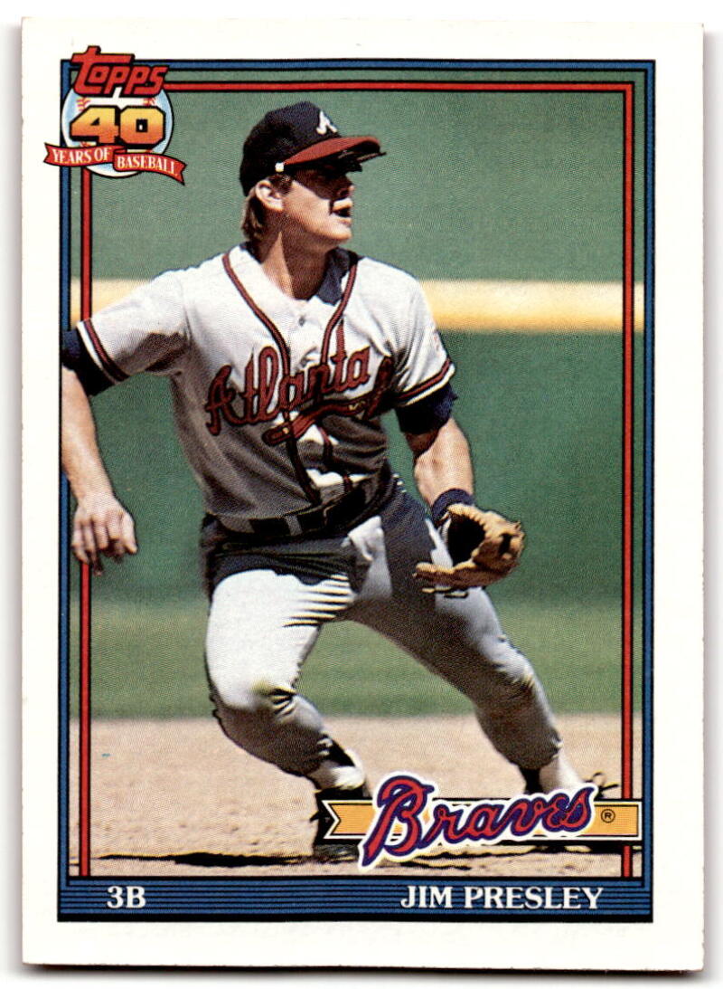 1991 Topps #643 Jim Presley Baseball Atlanta Braves Image 1