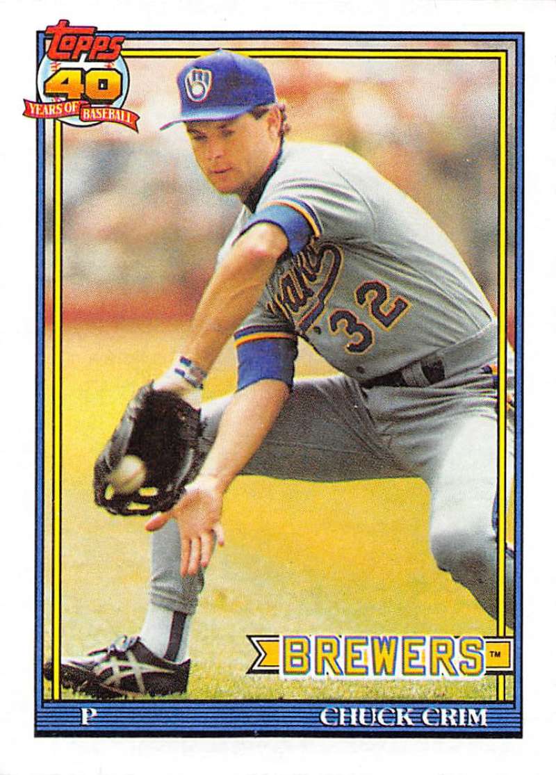 1991 Topps #644 Chuck Crim Baseball Milwaukee Brewers Image 1