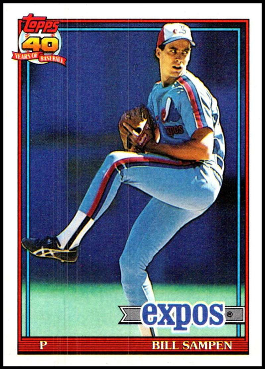 1991 Topps #649 Bill Sampen Baseball Montreal Expos  Image 1