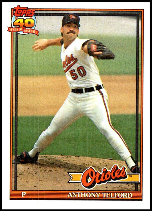 1991 Topps #653 Anthony Telford Baseball RC Rookie Baltimore Orioles  Image 1