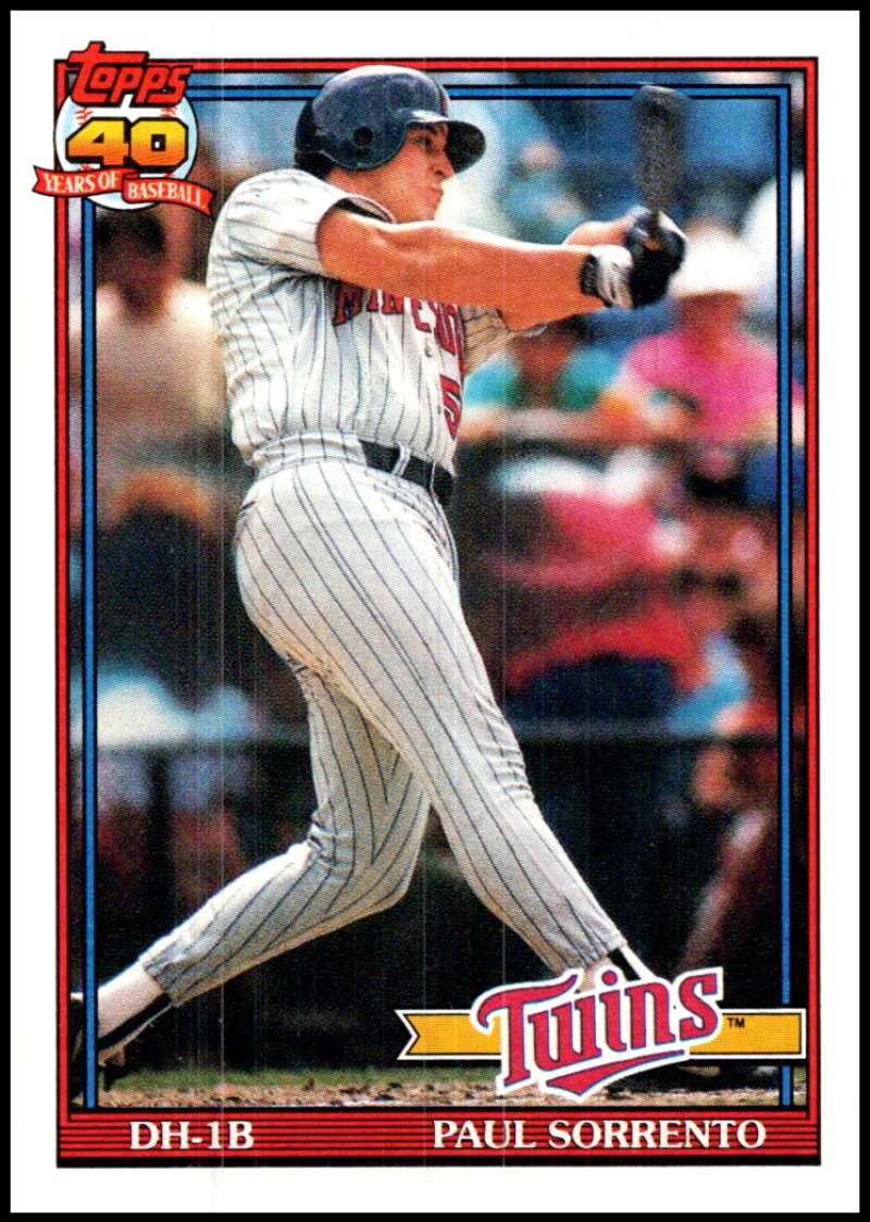 1991 Topps #654 Paul Sorrento Baseball Minnesota Twins Image 1