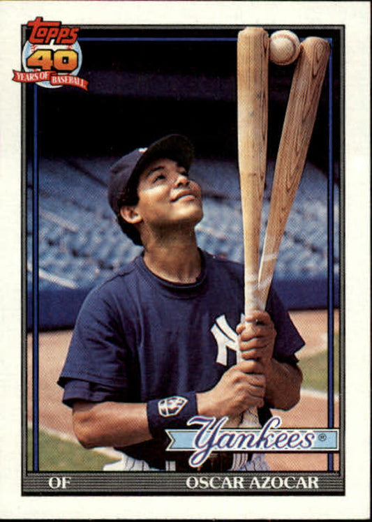 1991 Topps #659 Oscar Azocar Baseball New York Yankees  Image 1