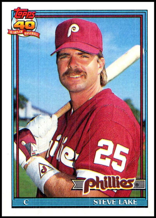 1991 Topps #661 Steve Lake Baseball Philadelphia Phillies  Image 1