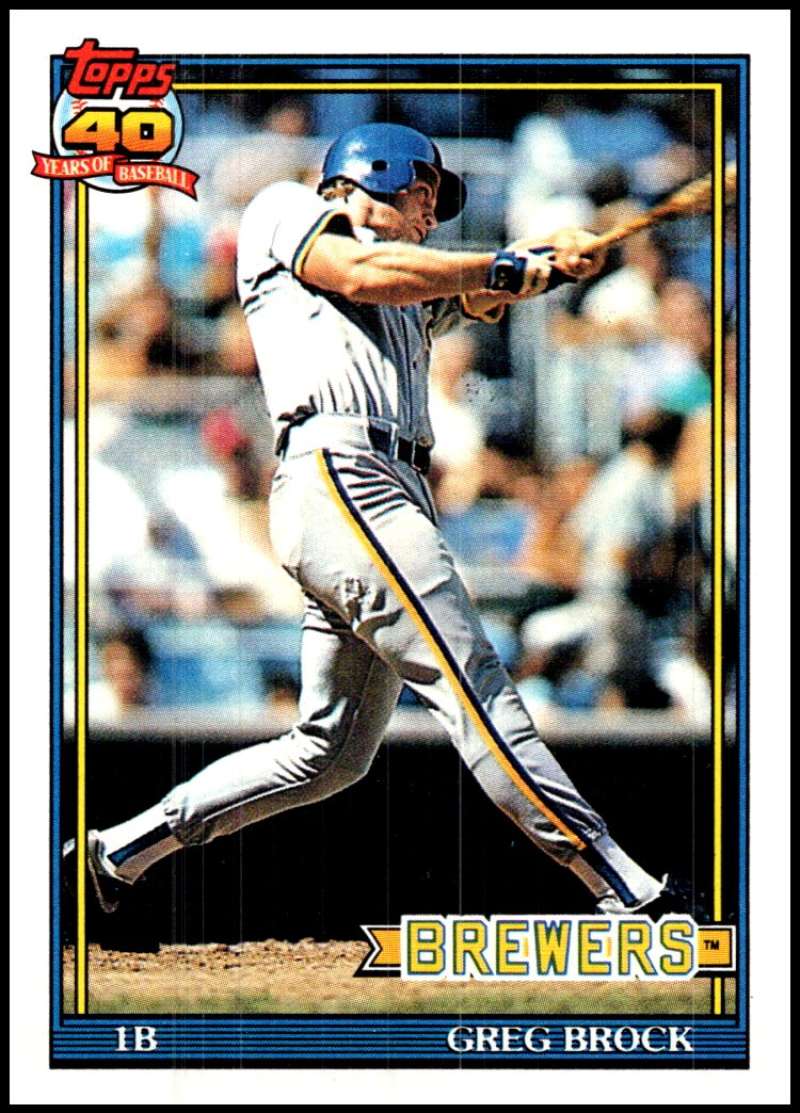 1991 Topps #663 Greg Brock Baseball Milwaukee Brewers Image 1