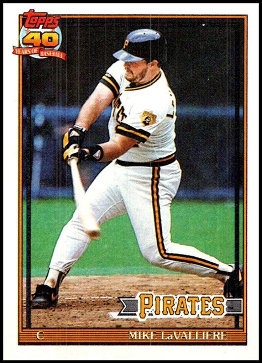 1991 Topps #665 Mike LaValliere Baseball Pittsburgh Pirates  Image 1