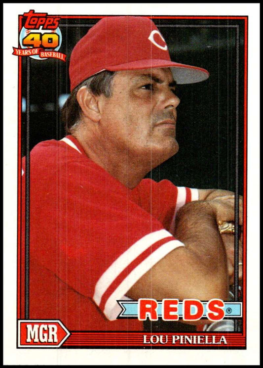 1991 Topps #669 Lou Piniella MG Baseball Cincinnati Reds  Image 1