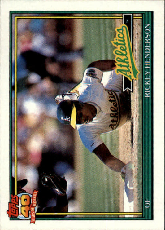 1991 Topps #670 Rickey Henderson Baseball Oakland Athletics  Image 1