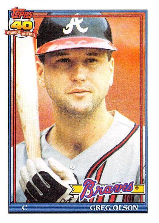 1991 Topps #673 Greg Olson UER Baseball Atlanta Braves  Image 1