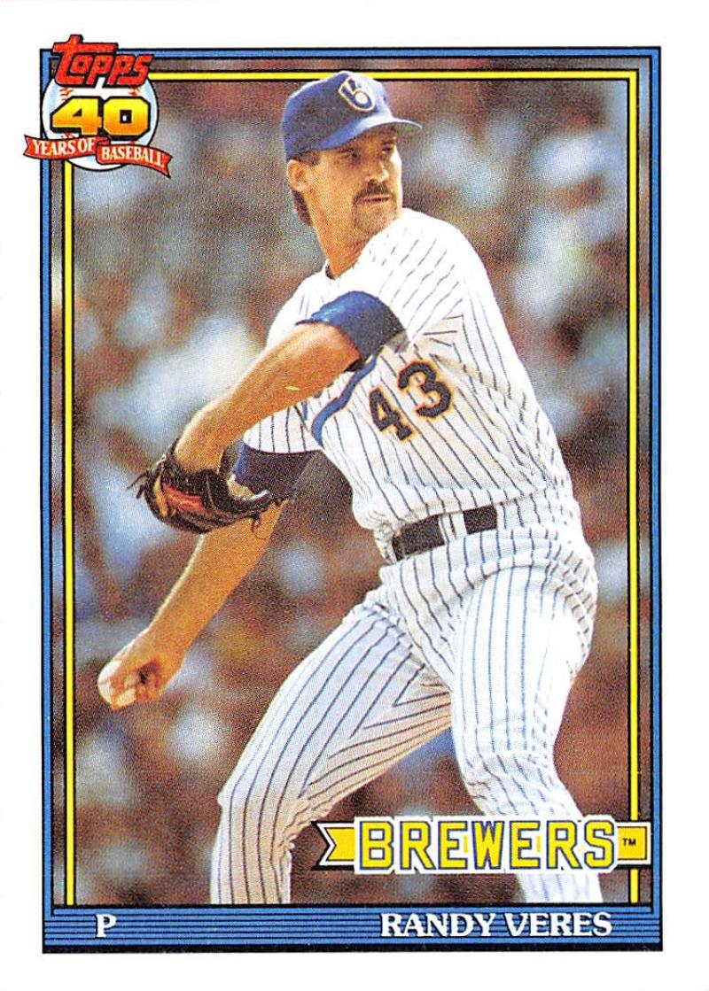 1991 Topps #694 Randy Veres Baseball Milwaukee Brewers Image 1