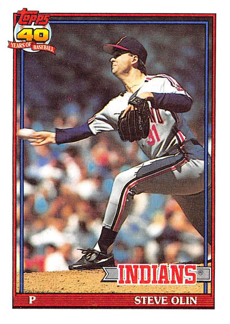 1991 Topps #696 Steve Olin Baseball Cleveland Indians Image 1