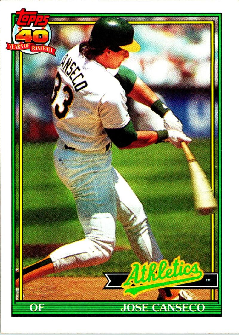 1991 Topps #700 Jose Canseco Baseball Oakland Athletics Image 1