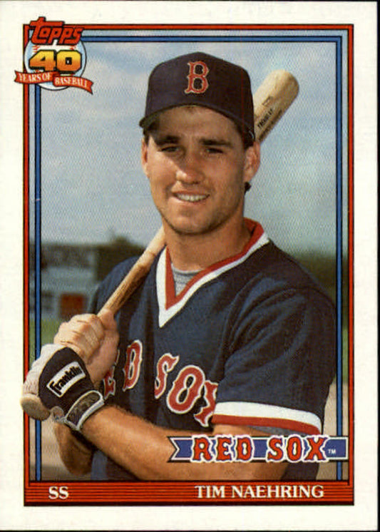 1991 Topps #702 Tim Naehring Baseball Boston Red Sox  Image 1