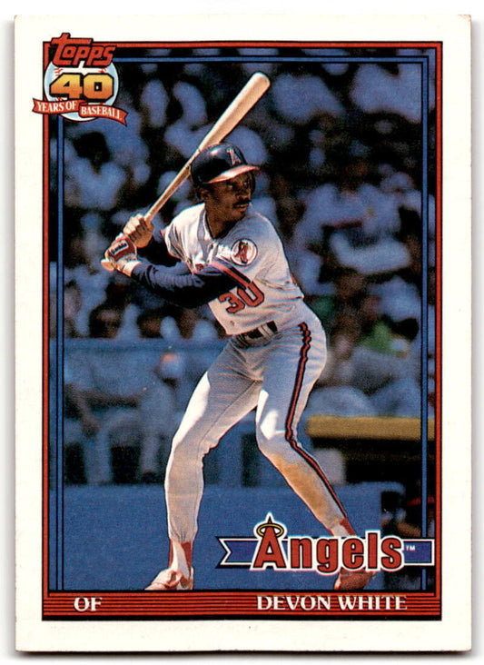 1991 Topps #704 Devon White Baseball California Angels  Image 1