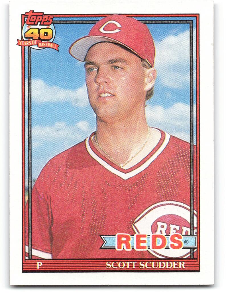 1991 Topps #713 Scott Scudder Baseball Cincinnati Reds Image 1