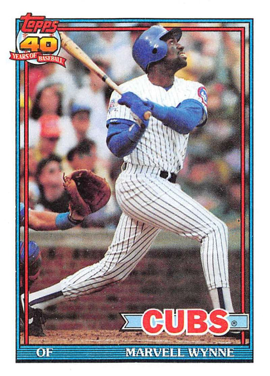 1991 Topps #714 Marvell Wynne Baseball Chicago Cubs  Image 1