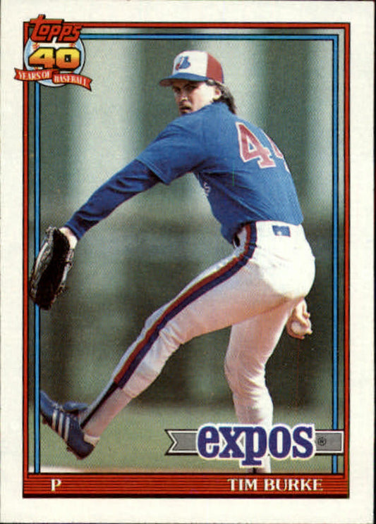 1991 Topps #715 Tim Burke Baseball Montreal Expos  Image 1