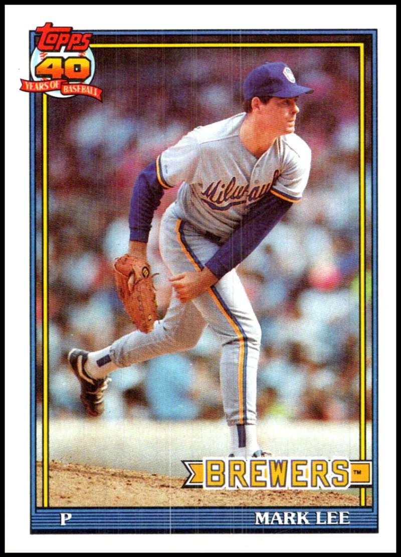 1991 Topps #721 Mark Lee Baseball RC Rookie Milwaukee Brewers Image 1