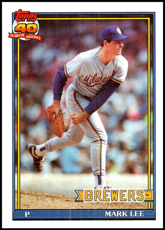 1991 Topps #721 Mark Lee Baseball RC Rookie Milwaukee Brewers  Image 1