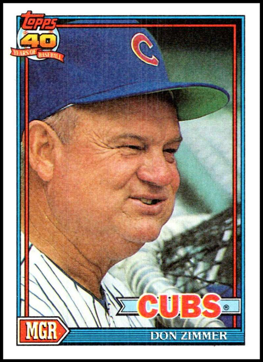 1991 Topps #729 Don Zimmer MG Baseball Chicago Cubs  Image 1