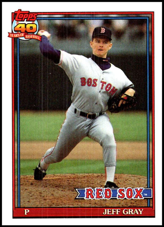 1991 Topps #731 Jeff Gray Baseball RC Rookie Boston Red Sox  Image 1