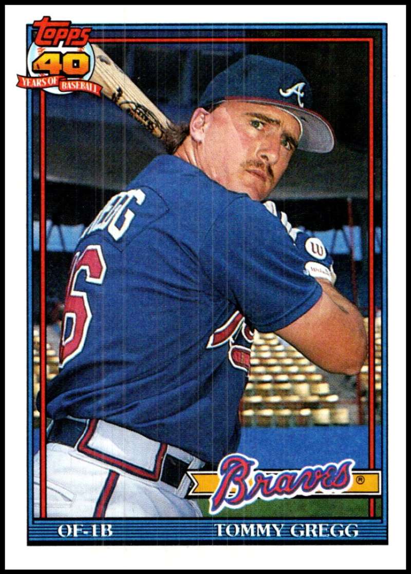 1991 Topps #742 Tommy Gregg Baseball Atlanta Braves Image 1