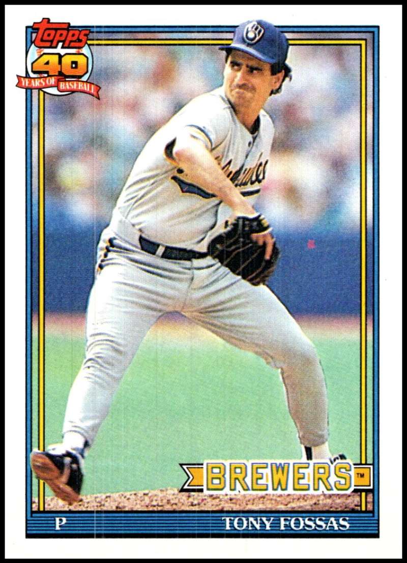 1991 Topps #747 Tony Fossas Baseball Milwaukee Brewers Image 1