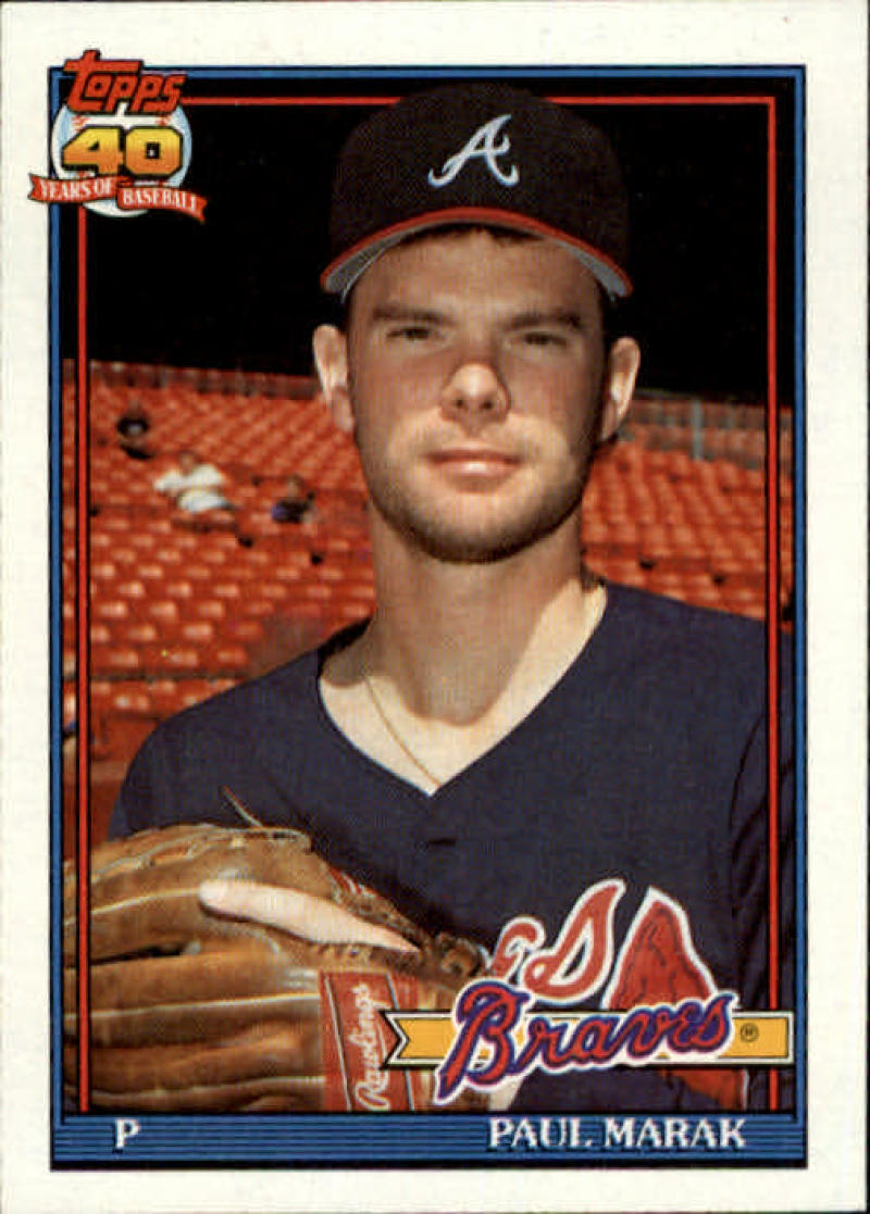 1991 Topps #753 Paul Marak UER Baseball RC Rookie Atlanta Braves Image 1