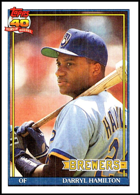 1991 Topps #781 Darryl Hamilton Baseball Milwaukee Brewers  Image 1