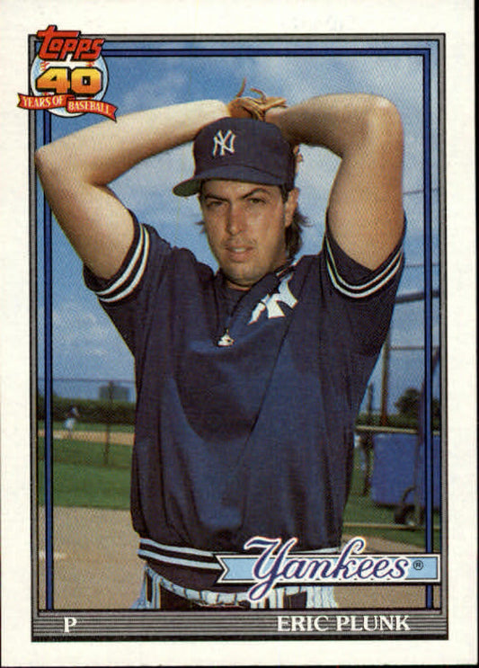 1991 Topps #786 Eric Plunk Baseball New York Yankees  Image 1