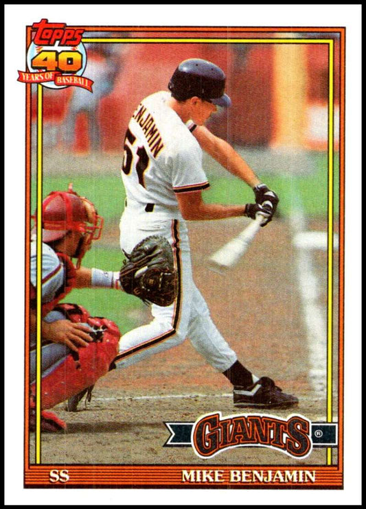 1991 Topps #791 Mike Benjamin Baseball San Francisco Giants  Image 1