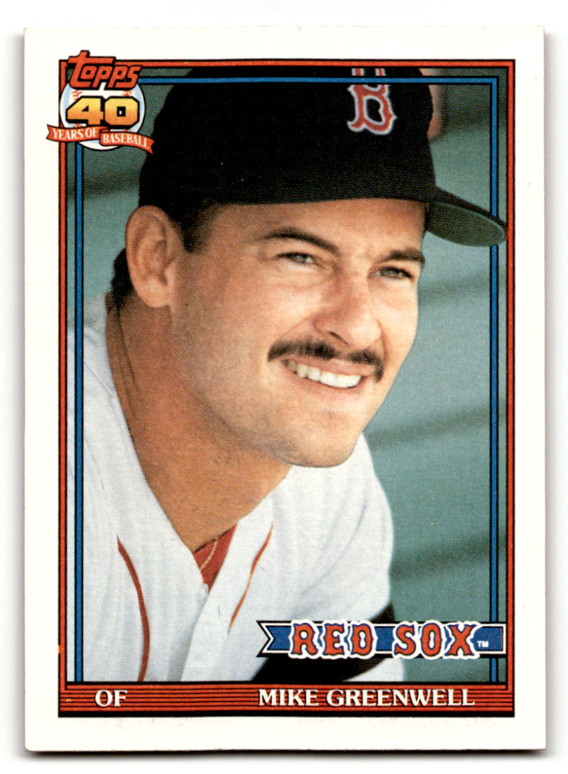 1991 Topps #792 Mike Greenwell Baseball Boston Red Sox Image 1