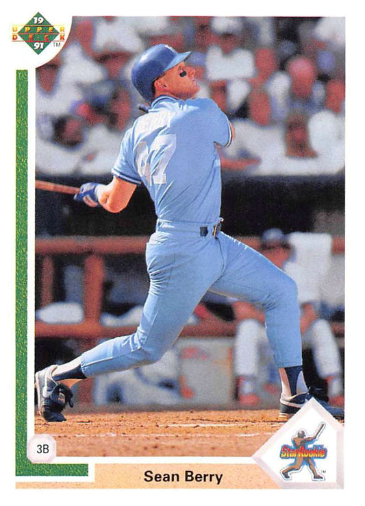 1991 Upper Deck Baseball #10 Sean Berry  RC Rookie Kansas City Royals  Image 1