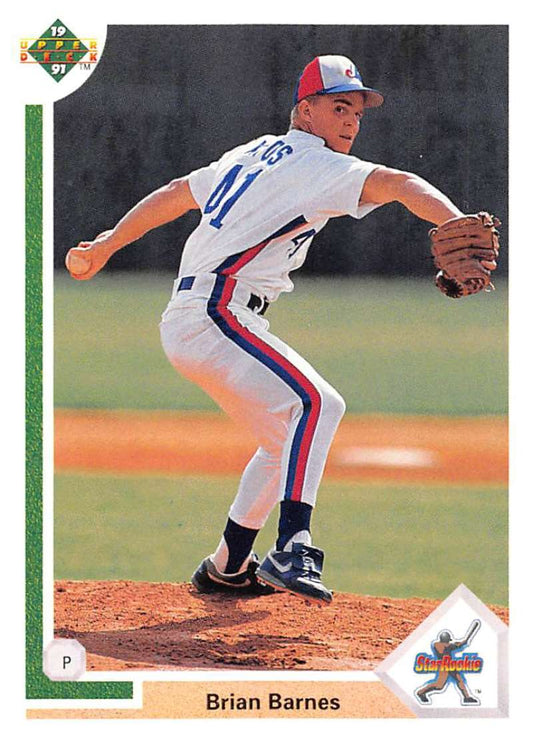 1991 Upper Deck Baseball #12 Brian Barnes UER  RC Rookie Montreal Expos  Image 1