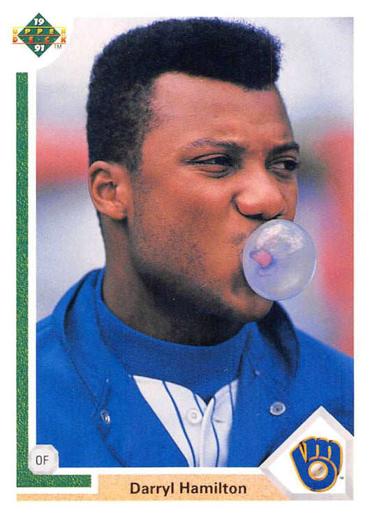 1991 Upper Deck Baseball #42 Darryl Hamilton  Milwaukee Brewers  Image 1