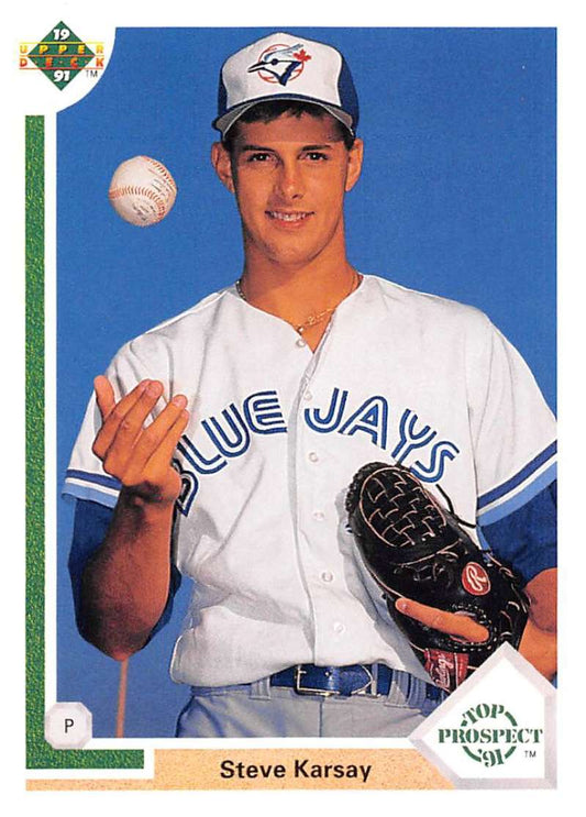 1991 Upper Deck Baseball #54 Steve Karsay TP  RC Rookie Toronto Blue Jays  Image 1