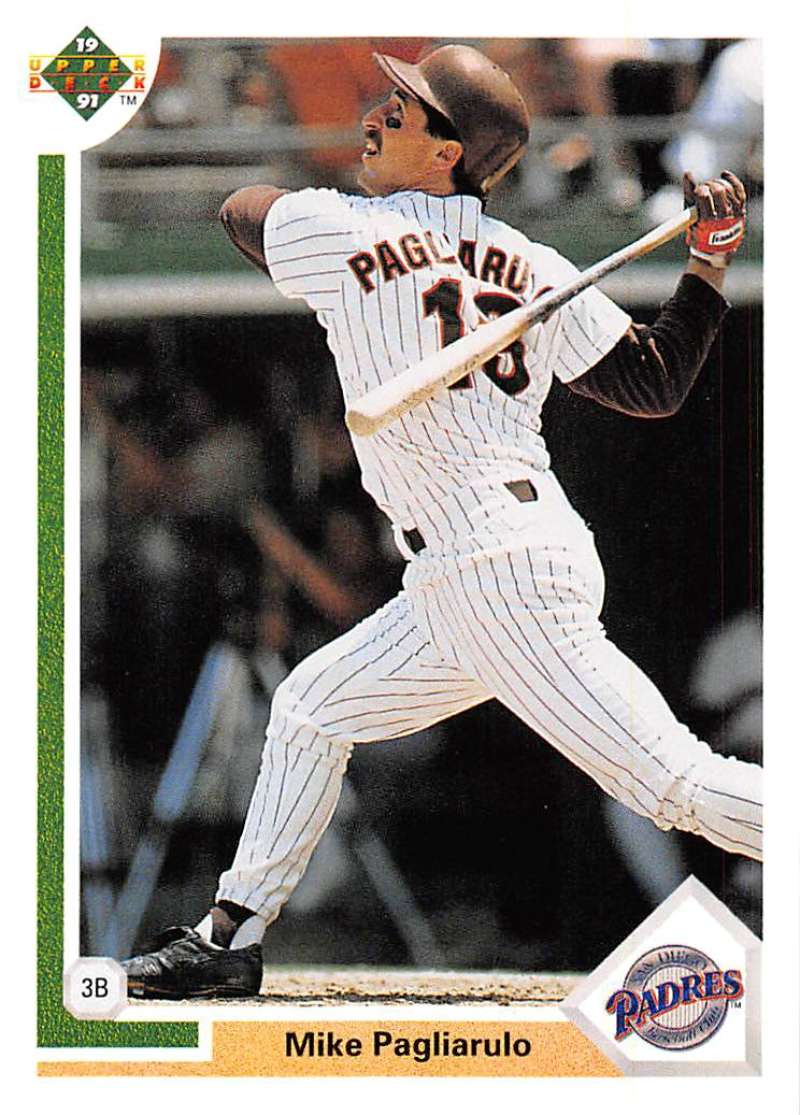 1991 Upper Deck Baseball #206 Mike Pagliarulo San Diego Padres Image 1