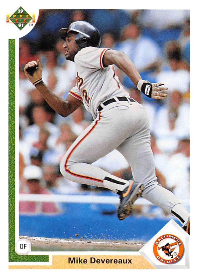 1991 Upper Deck Baseball #308 Mike Devereaux Baltimore Orioles Image 1