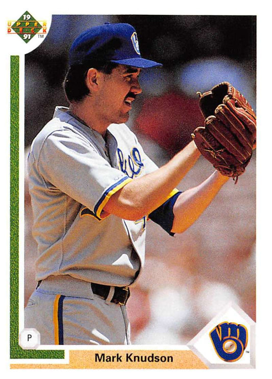 1991 Upper Deck Baseball #393 Mark Knudson  Milwaukee Brewers  Image 1